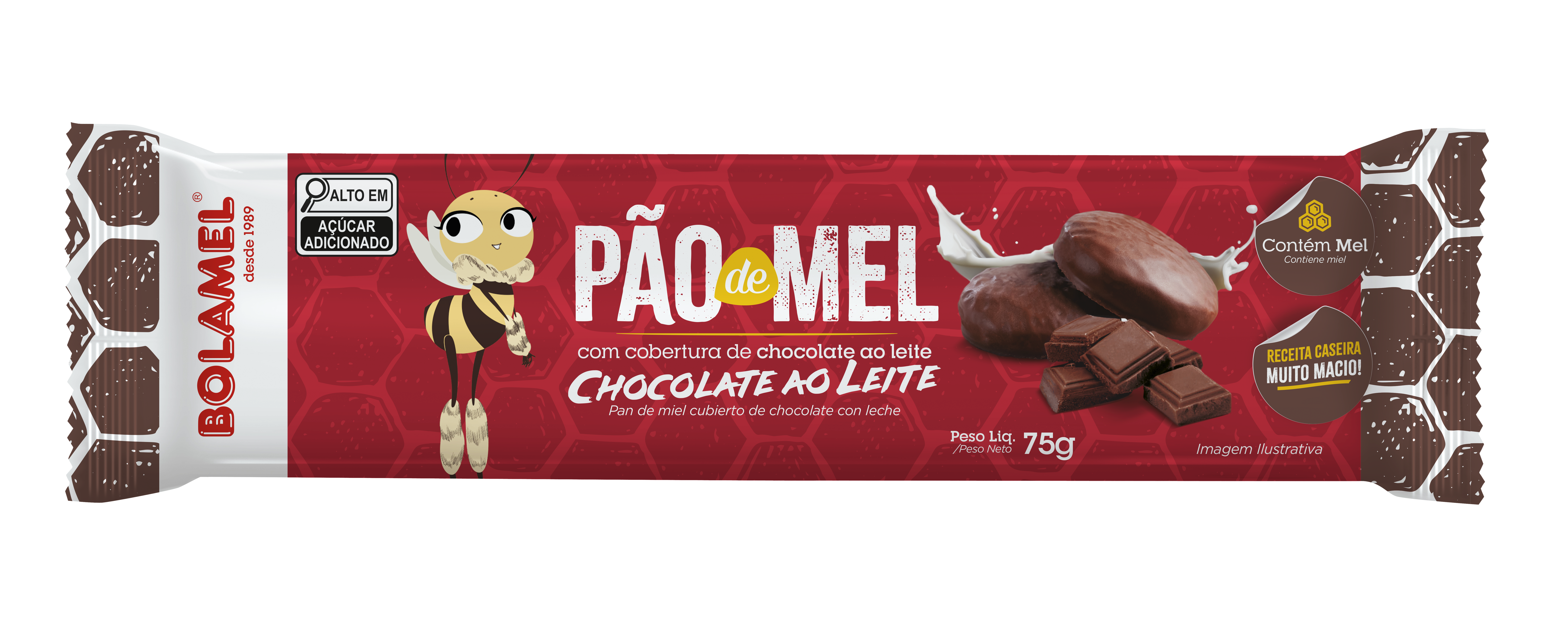 PÃO DE MEL COM COBERTURA DE CHOCOLATE - 75g